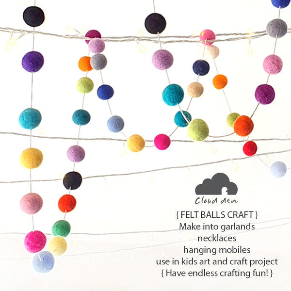 2cm Felt Balls x50, DIY Wool Assorted Kids Sensory Play Craft Pretend Play Toy