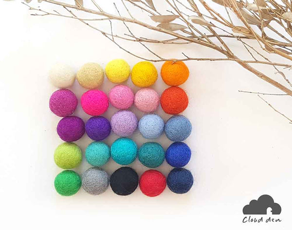2cm Felt Balls x50, DIY Wool Assorted Kids Sensory Play Craft Pretend Play Toy