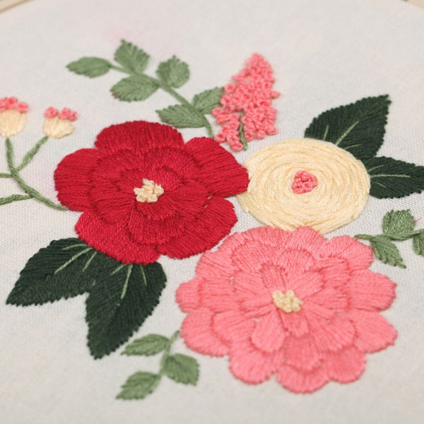 Embroidery Kit, Flower Floral Coral, Starter Beginner Craft Sewing Kit