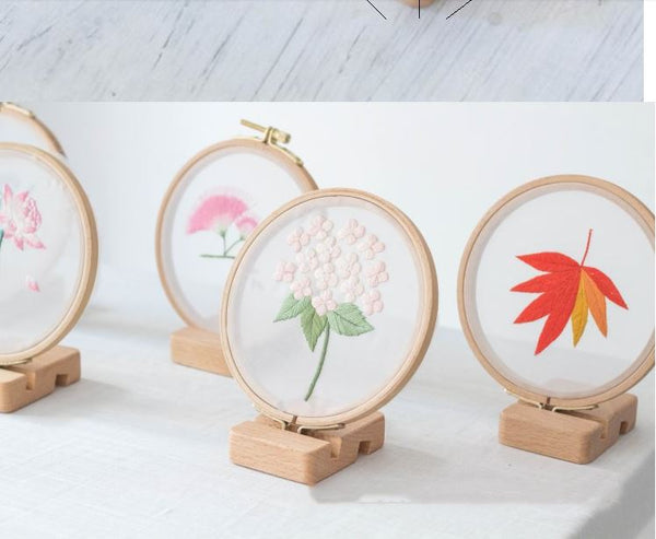 Embroidery Kit, PINK FLORAL Plant, DIY Starter Beginner Needlework Craft Sewing Kit