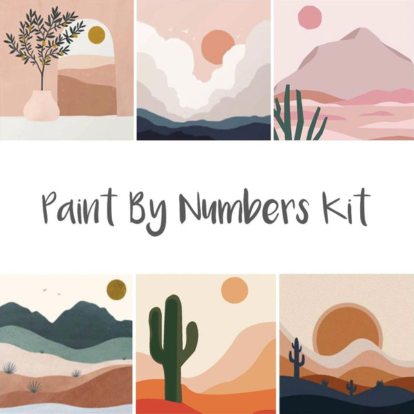 Paint By Numbers DIY, Nature Abstract Landscape, PINK MOUNTAIN, Paint Kit for kids & adults, for beginner, Home Decor Art Craft Supplies
