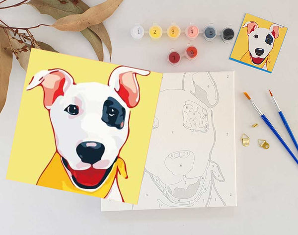 Paint By Numbers DIY DOG PUPPY Animal, Paint Kit for kids & adults, for beginner, Home Decor Art Craft Supplies