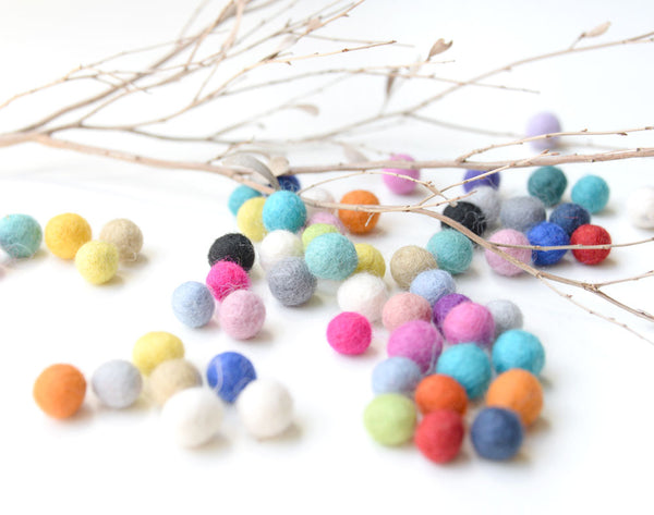 Light Blue Felt Balls 1cm x50 Pom Poms. DIY Craft Supplies. Wool Kids Decor, Scrapbook, Beads