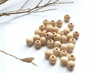 Natural Round Wooden Bead, 10mm x 25 Wood Balls, Jewellery Findings Supply