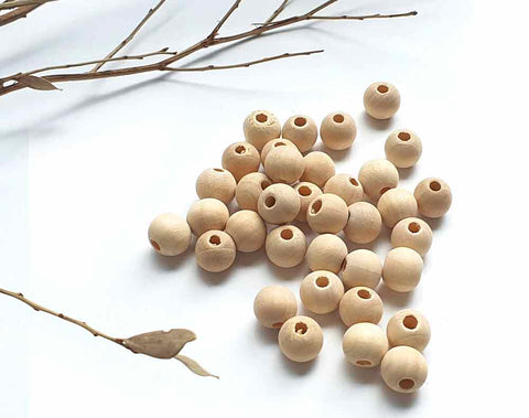 Natural Round Wooden Bead, 10mm x 200 Wood Balls, Jewellery Findings Supply