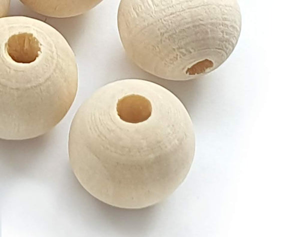 Natural Round Wooden Bead, 14mm x 20 Wood Balls, Jewellery Findings Supply