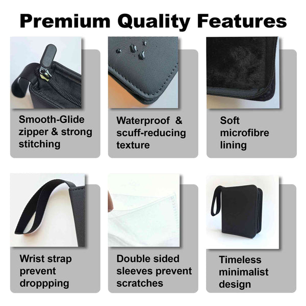 1 Pocket Trading Card Binder for 80 TCG Cards, Pokemon, Sports Card & Photo card, Mini Small Zipper Ring Binder, Black & Pink