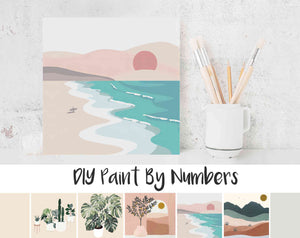 Paint By Numbers DIY, Landscape Scenery Sunrise at the Beach, Paint Kit for kids & adults, for beginner, Home Decor Art Craft Supplies