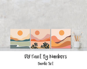 Paint By Numbers DIY, Nature ABSTRACT DUNE Landscape BUNDLE 20x20cm Framed, Landscape Paint Kit for kids & adults, for beginner, Art Craft Supplies