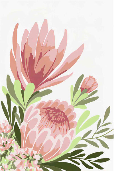 Paint By Numbers DIY, PROTEA FLOWER 20x30cm Framed, Minimalist Floral Adult Paint Kit, Paint Parties Art Craft Supplies