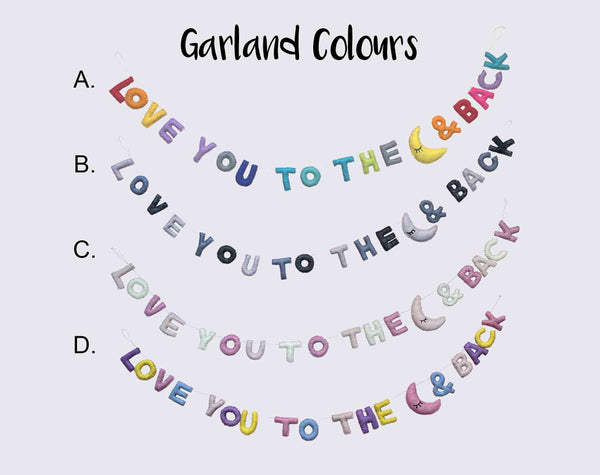LOVE YOU TO THE MOON & BACK Garland  l Pink