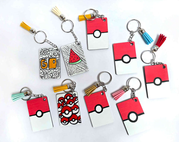 Pokemon Keychain Tag, Handpainted - Pikachu, Charizard, Bulbasaur, Eeveee, Squirtle