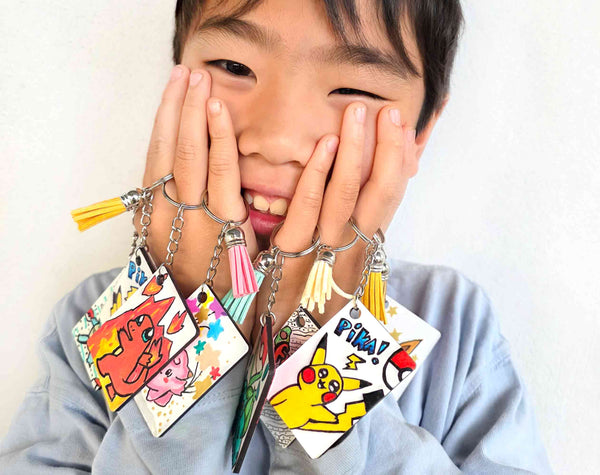 Pokemon Keychain Tag, Handpainted - Pikachu, Charizard, Bulbasaur, Eeveee, Squirtle