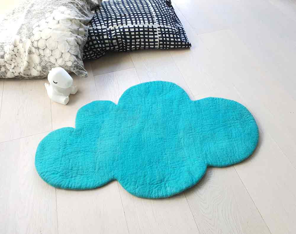 Archie Cloud Rug Cloud Rug, AQUA BLUE, nursery kids rug, felt rug – Cloud Den