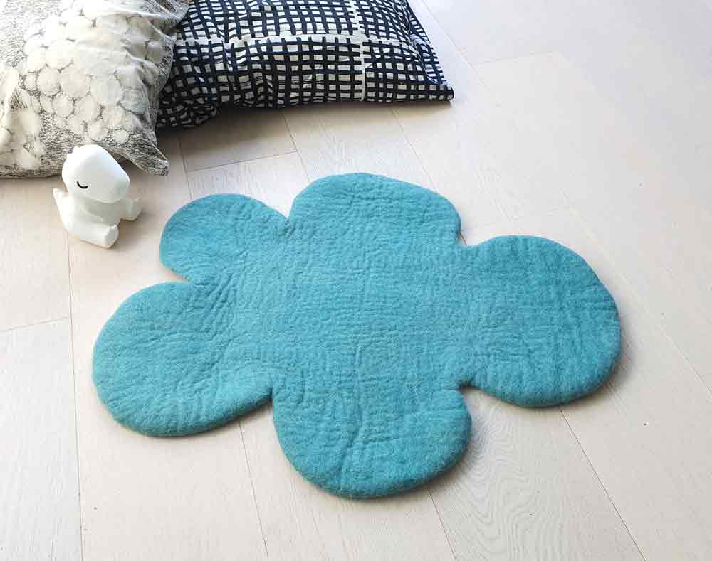 Cloud Rug, DARK MINT, nursery kids rug, felt rug – Cloud Den