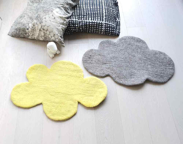 Cloud Rug, Grey BROWN NATURAL, nursery kids rug, felt rug