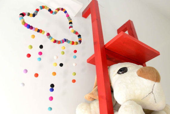 Cloud Mobile, Colourful Rainbow, baby nursery mobile for cot, kids room wall hanging decor