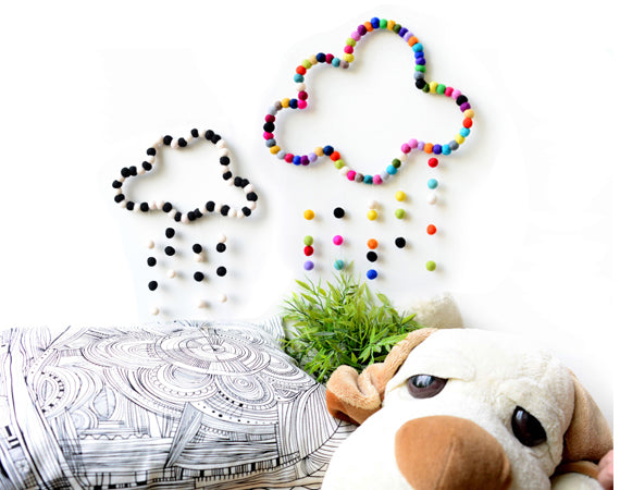 Cloud Mobile, Colourful Rainbow, baby nursery mobile for cot, kids room wall hanging decor