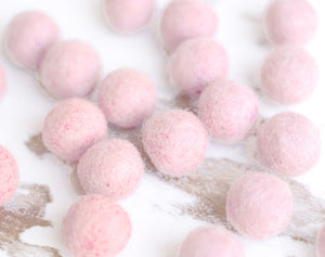 White Pink Felt Balls 2.5cm x20 Wool Pom Poms. Craft Supplies. Kids Decor Craft.