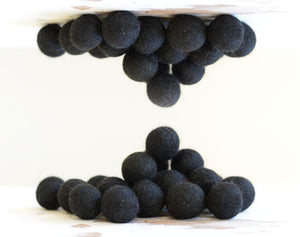 Black Felt Balls 2cm x20 Wool Pom Poms. Craft Supplies. Kids Decor Craft.