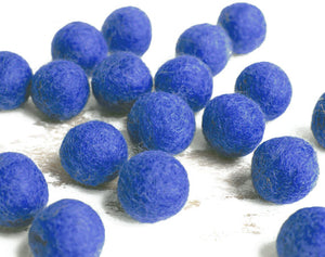 Blue Felt Balls 2.5cm x20 Wool Pom Poms. Craft Supplies. Kids Decor Craft.