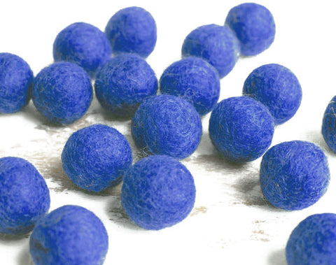 Blue Felt Balls 2cm x20 Wool Pom Poms. Craft Supplies. Kids Decor Craft.