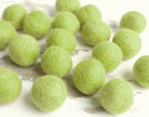 Green Felt Balls 2cm x20 Wool Pom Poms. Craft Supplies. Kids Decor Craft.