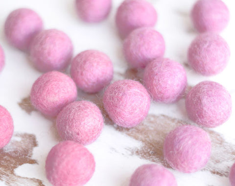 Light Pink Felt Balls 2.5cm x20 Wool Pom Poms. Craft Supplies. Kids Decor Craft.