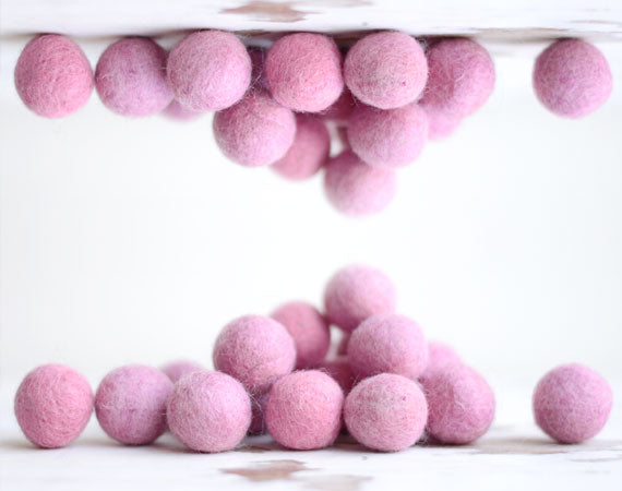 Light Pink Felt Balls 2.5cm x20 Wool Pom Poms. Craft Supplies. Kids Decor Craft.