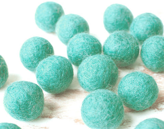 Mint Felt Balls 2cm x20 Wool Pom Poms. Craft Supplies. Kids Decor Craft.