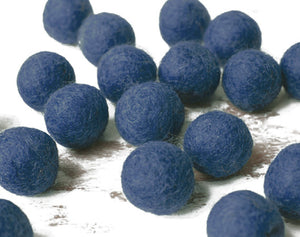 Navy Blue Felt Balls 2cm x20 Wool Pom Poms. Craft Supplies. Kids Decor Craft.