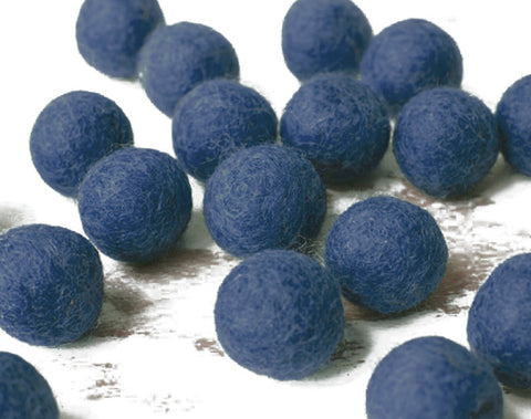 Navy Blue Felt Balls 2.5cm x20 Wool Pom Poms. Craft Supplies. Kids Decor Craft.