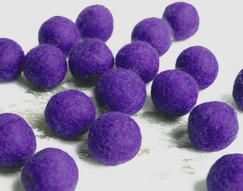 Dark Purple Felt Balls 2.5cm x20 Wool Pom Poms. Craft Supplies. Kids Decor Craft.