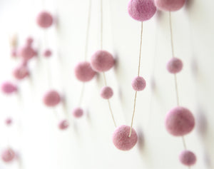 Felt Ball Garland, Pink pom pom garland, nursery, kids and home wall hanging decor