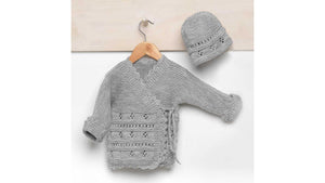 DIY Knitting KIt, Birch Yarn Knit Crochet Kit, Baby JUMPER & HAT with pattern