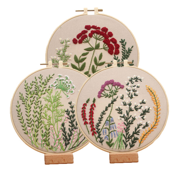 Embroidery Kit, VINTAGE RED Floral, DIY Starter Beginner Needlework Craft Sewing Kit