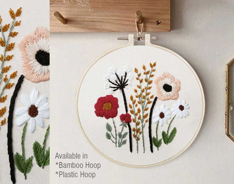 DIY Embroidery Kit, Floral Plant C, Starter Beginner Craft Sewing Kit Supply