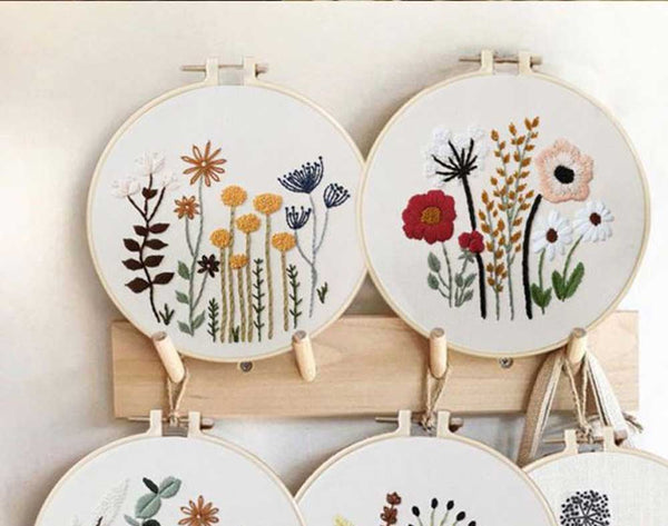 DIY Embroidery Kit, Floral Plant C, Starter Beginner Craft Sewing Kit Supply