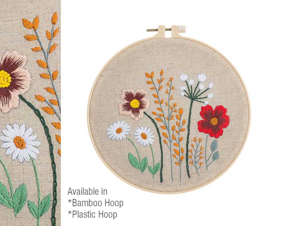 Embroidery Kit, Flower Floral Country, DIY Craft Kit for Beginner, Starter Gift Set