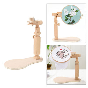 Embroidery Hoop Holder Stand, Wooden Frame, Adjustable Rotatable, Cross Stitch Wood Sewing Craft Tool Kit