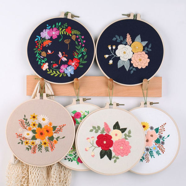 Embroidery Kit, Flower Floral Coral, Starter Beginner Craft Sewing Kit