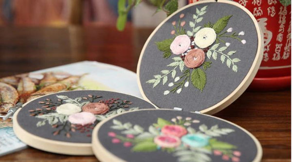 DIY Embroidery Kit, Floral Plant, Starter Beginner, Flower 1, Craft Sewing Kit Supply