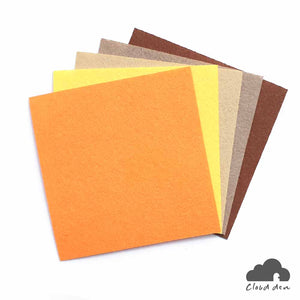 DIY Felt Fabric Paper_Yellow Orange Brown 1mm 5pc Kids Art Craft Supplies 10x10cm