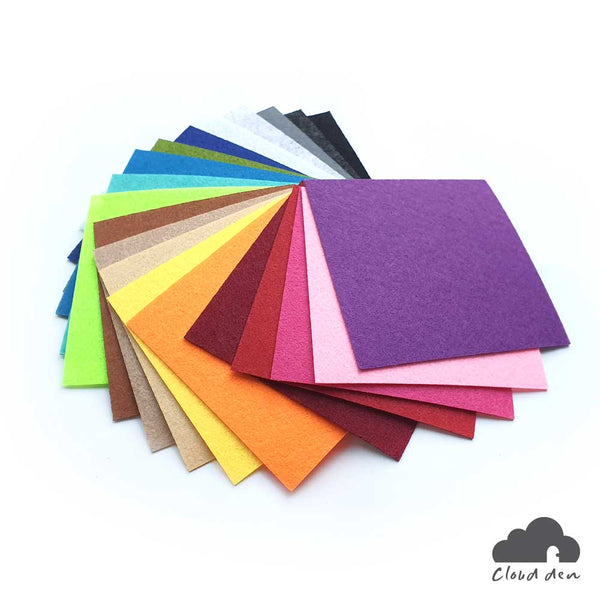 Felt Fabric Paper, 1mm 20pc 10x10cm, DIY Kids Craft Squares Supplies Kit, Multi Colour, Assorted