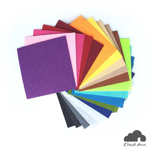 Felt Fabric Paper, 1mm 20pc 10x10cm, DIY Kids Craft Squares Supplies Kit, Multi Colour, Assorted