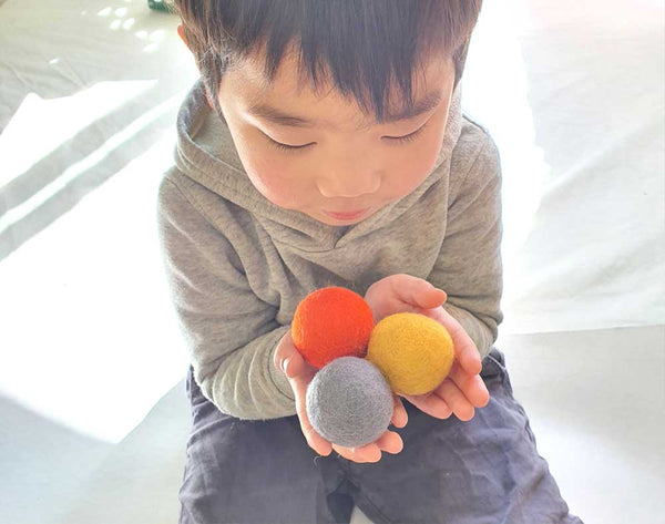 4cm Felt Balls Montessori Sensory Play Counting Toy, JUMBO x25 Large Balls, Kids Craft Supplies Steiner Inspired