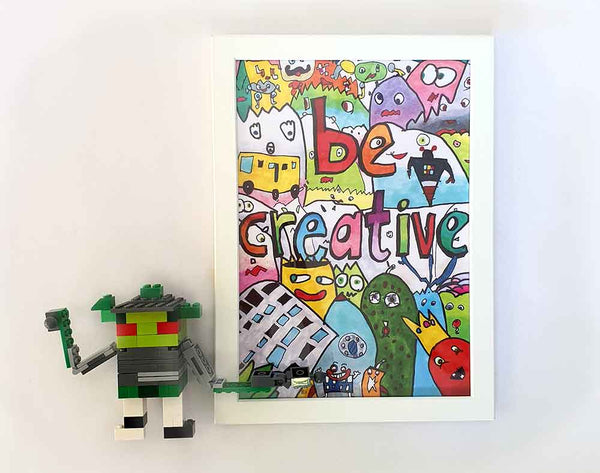 BE CREATIVE, Jenson Art Print, Nursery Quote Wall Art Colourful Illustrations for Kids