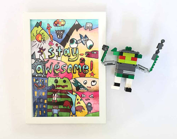STAY AWESOME, Jenson Art Print, Nursery Quote Wall Art Colourful Illustrations for Kids
