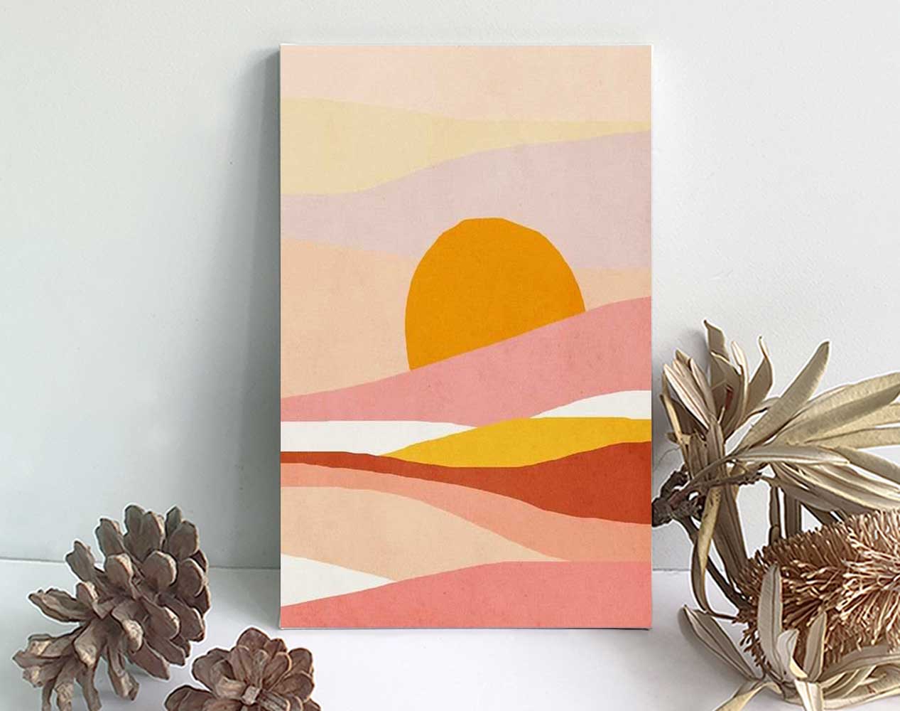 Paint By Numbers DIY, Nature ABSTRACT SUNSET LANDSCAPE 20x30cm Framed, Plant Paint Kit for kids & adults, for beginner, Art Craft Supplies