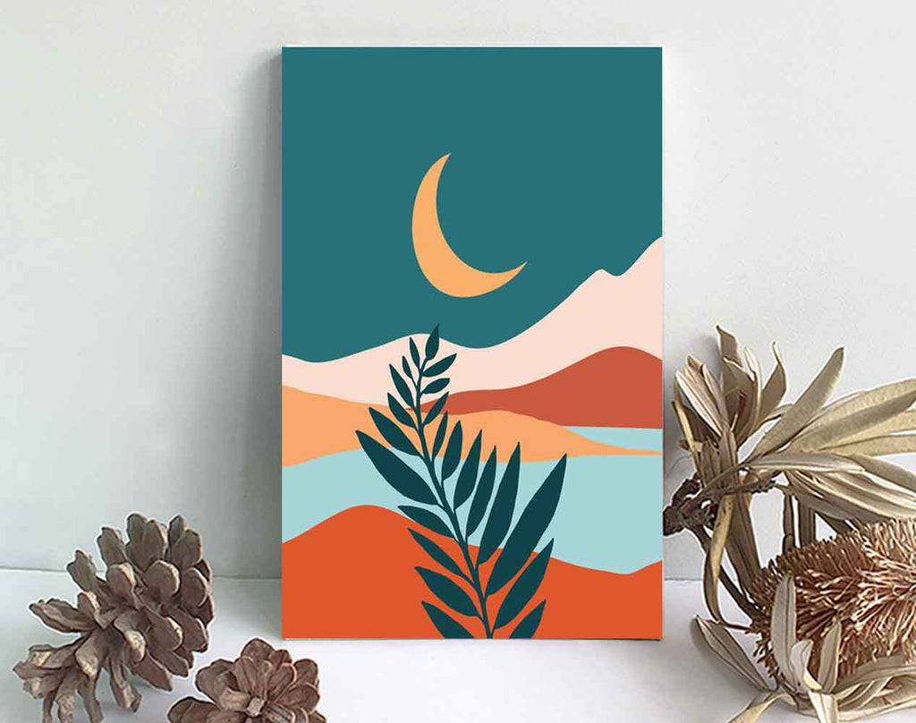Paint by Numbers DIY Painting Kit, MOON and SUN Boho Art, Nature Greenery,  Home Wall Decor Art Craft Supplies Starter Kit for Kids Adult 